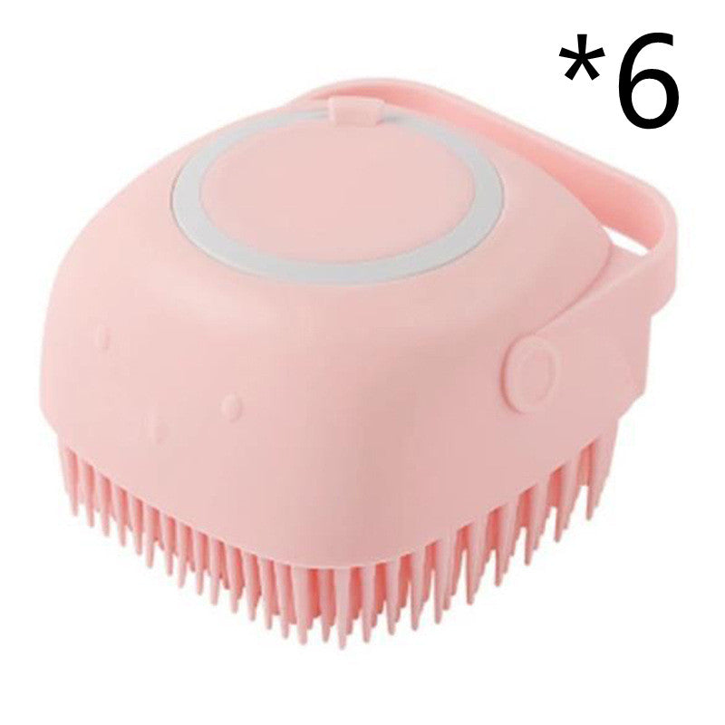 Premium Silicone Dog Bath Brush with Shampoo Dispenser – Round, Square & Heart Shape Pet Grooming Massage Tool