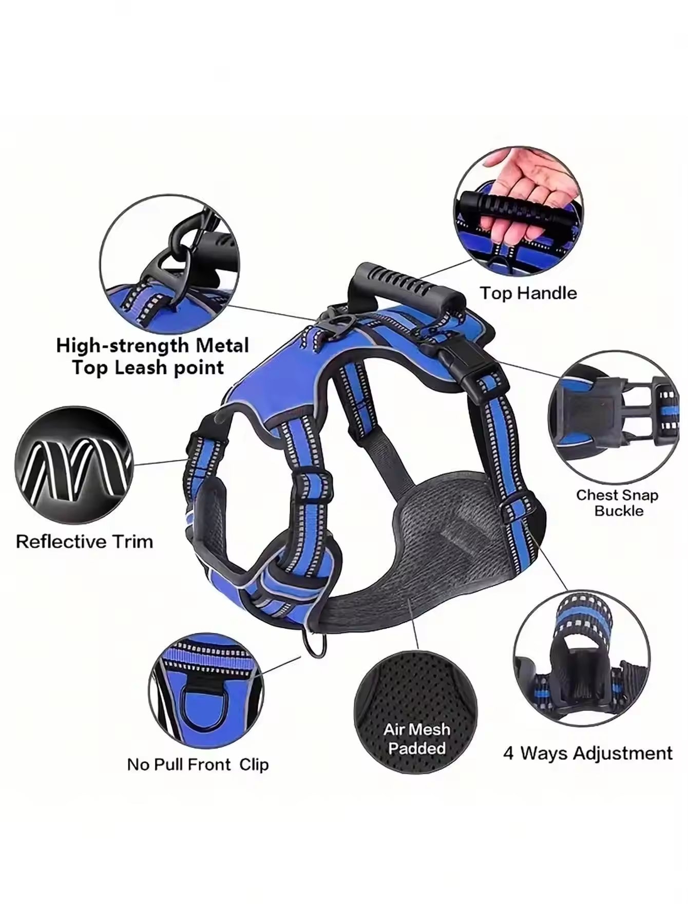 Tactical Service Dog Harness Strap Set, Car Seat Belt, Collapsible Bowl, Biodegradable Trash Bag Set For Dogs