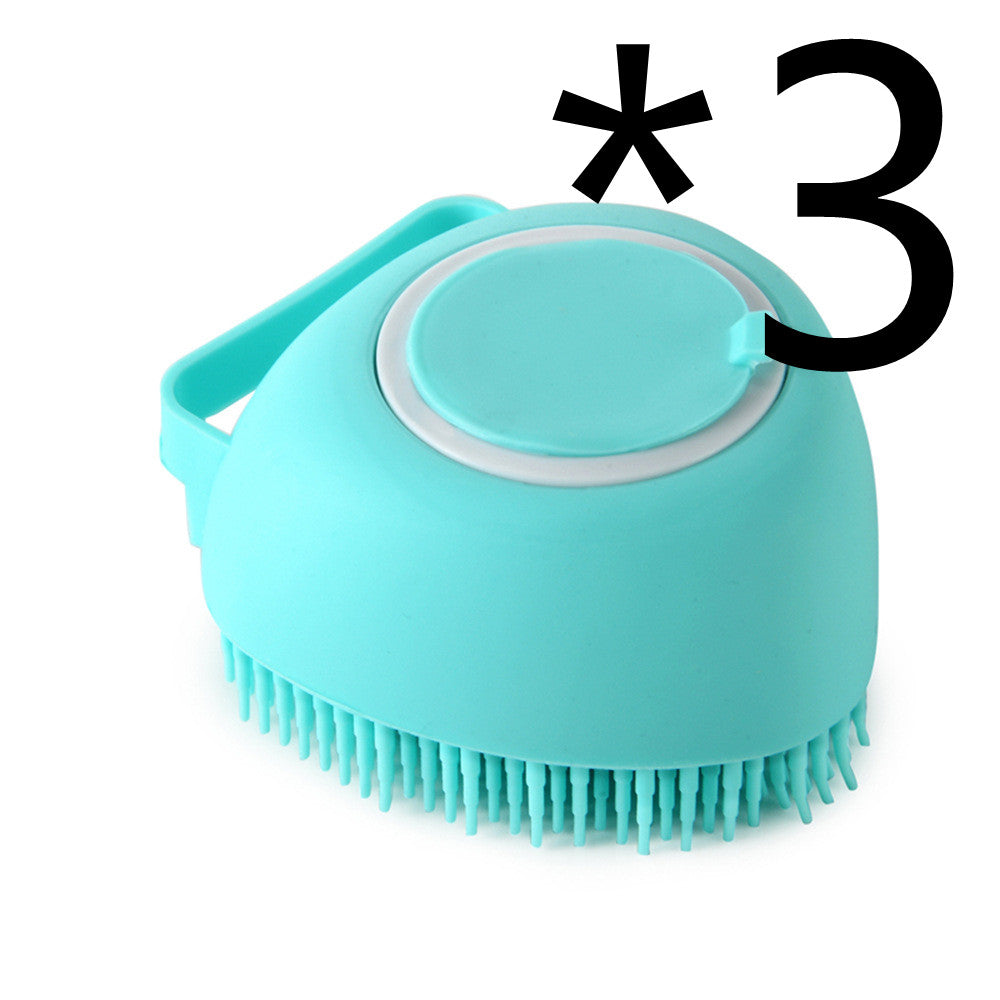 Premium Silicone Dog Bath Brush with Shampoo Dispenser – Round, Square & Heart Shape Pet Grooming Massage Tool