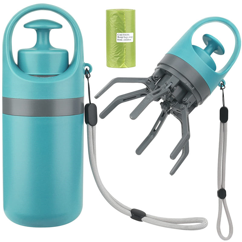 Portable poop scooper (8-claw design) + Free Waste Bag Roll