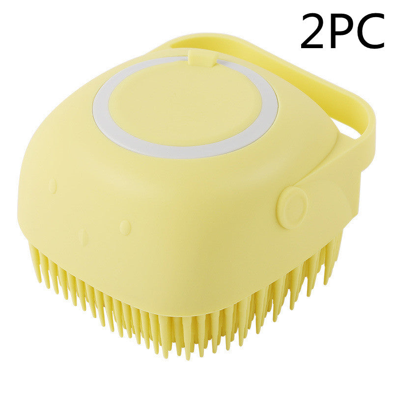 Premium Silicone Dog Bath Brush with Shampoo Dispenser – Round, Square & Heart Shape Pet Grooming Massage Tool