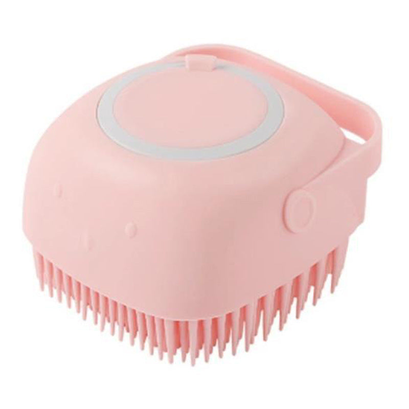 Premium Silicone Dog Bath Brush with Shampoo Dispenser – Round, Square & Heart Shape Pet Grooming Massage Tool
