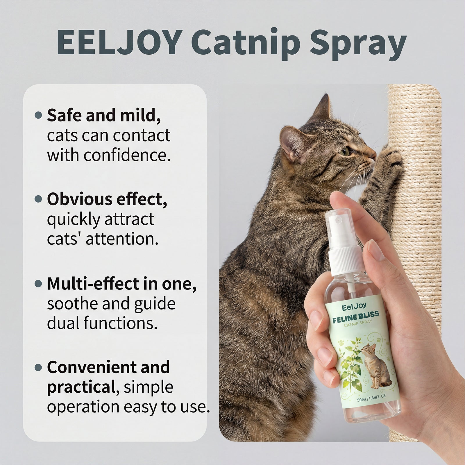 EELJOY Catnip Spray for Cats – Natural Calming & Training Spray | Long-Lasting Cat Attractant for Toys, Scratching Posts & Beds