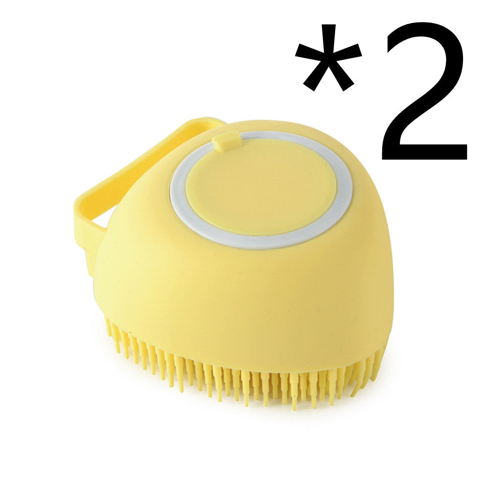 Premium Silicone Dog Bath Brush with Shampoo Dispenser – Round, Square & Heart Shape Pet Grooming Massage Tool