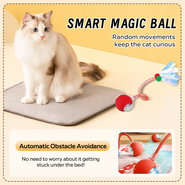 Smart Interactive Cat Toy Ball with Elastic Tail – Automatic Moving & Exercise Toy for Cats & Dogs