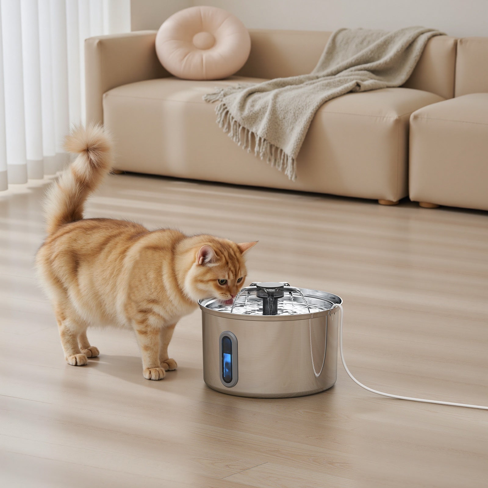 Pet Water Fountain 304 Stainless Steel Cat Water Dispenser