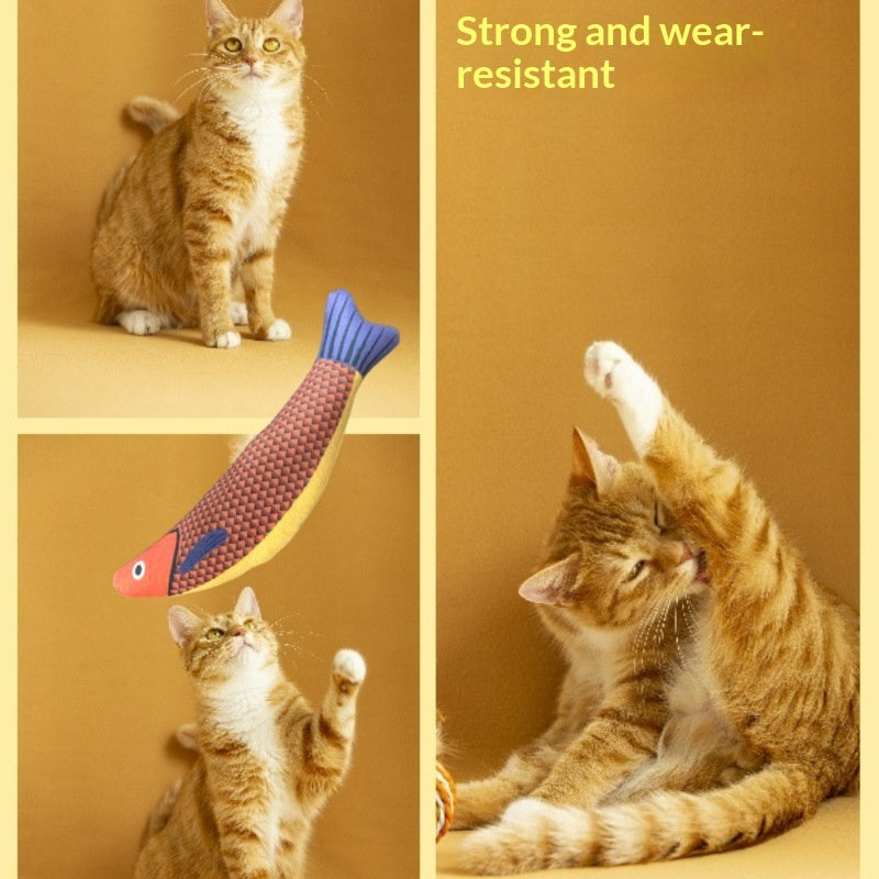 New Pet Cat Toy Jute Fish For Self-Entertainment And Stress Relief Squeaky Durable And Realistic Cat Toy