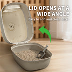 Gray-White Contrast Flip-Top Cat Litter Pan, 51.53940.5cm Large Capacity Easy Clean Pet Toilet For Kittens & Cats