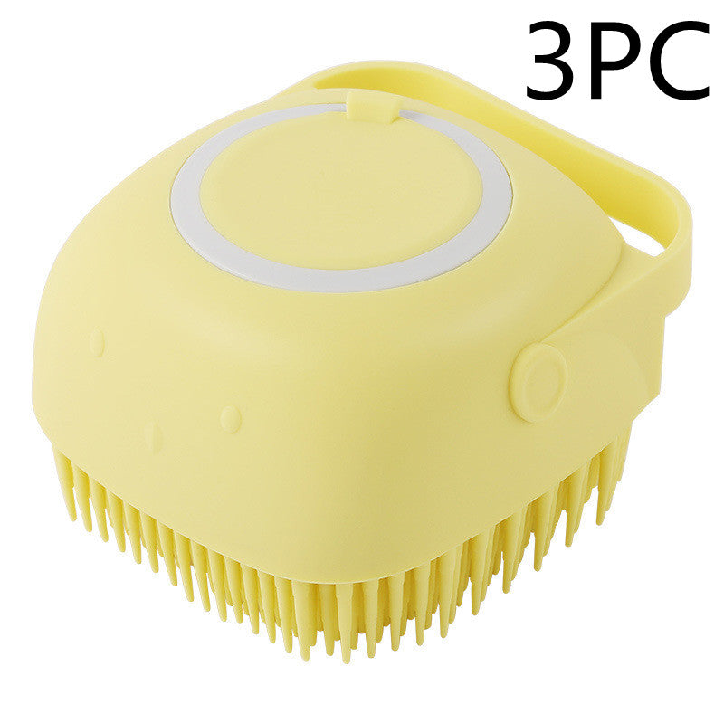 Premium Silicone Dog Bath Brush with Shampoo Dispenser – Round, Square & Heart Shape Pet Grooming Massage Tool