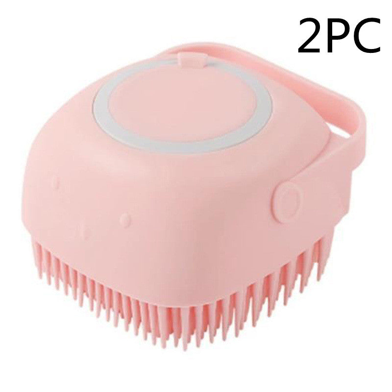 Premium Silicone Dog Bath Brush with Shampoo Dispenser – Round, Square & Heart Shape Pet Grooming Massage Tool