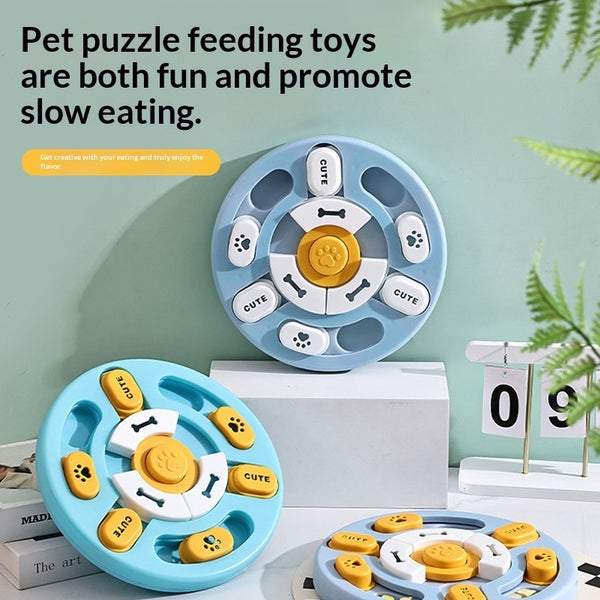 Pet Round Sounding Puzzle Toy In Blue And Yellow, Durable For Biting And Teething Training