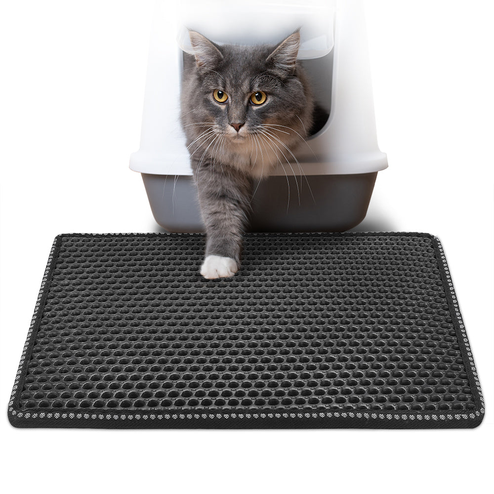 Double Rice Grain Cat Litter Mata, Cat Litter Cleaning Pad, Cat Litter Box Mat, Splash Guard Filter Mat