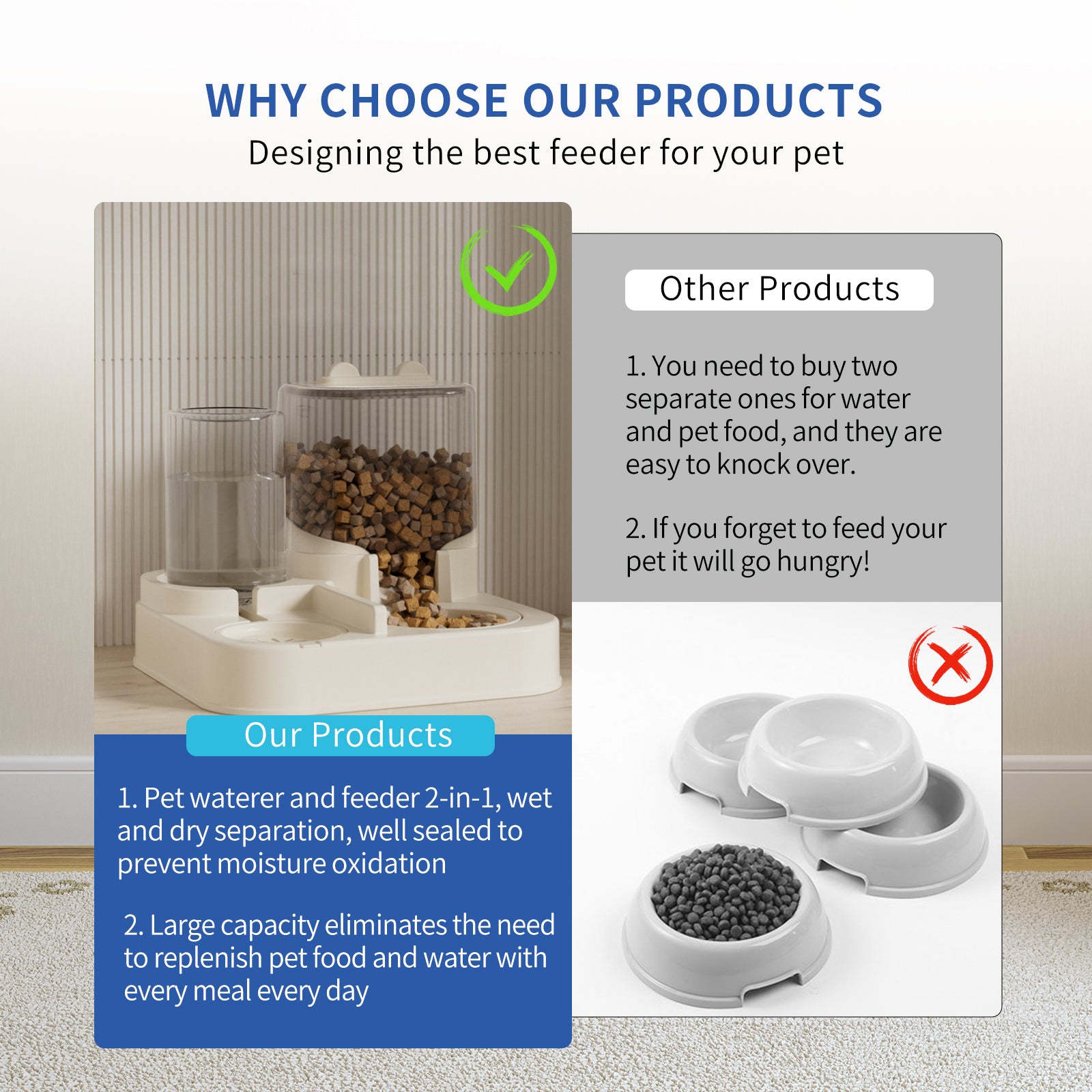 Transparent And Visible Pet Feeding And Drinking Dispenser, Automatically Refilling Food And Water, Caring For Every Moment, Allowing Owners To Travel Easily And Pets To Enjoy Worry Free Eating