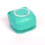 Premium Silicone Dog Bath Brush with Shampoo Dispenser – Round, Square & Heart Shape Pet Grooming Massage Tool