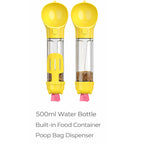 3-in-1 Portable Pet Water Bottle 500ml with Food Container & Waste Bag Holder | Leak-Proof Dog Travel Bottle