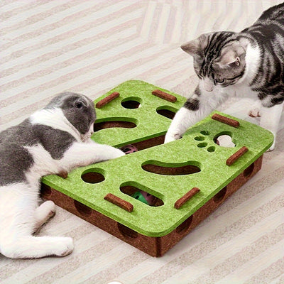 Interactive Cat Puzzle Maze | Felt Hunting Box with Bell Balls