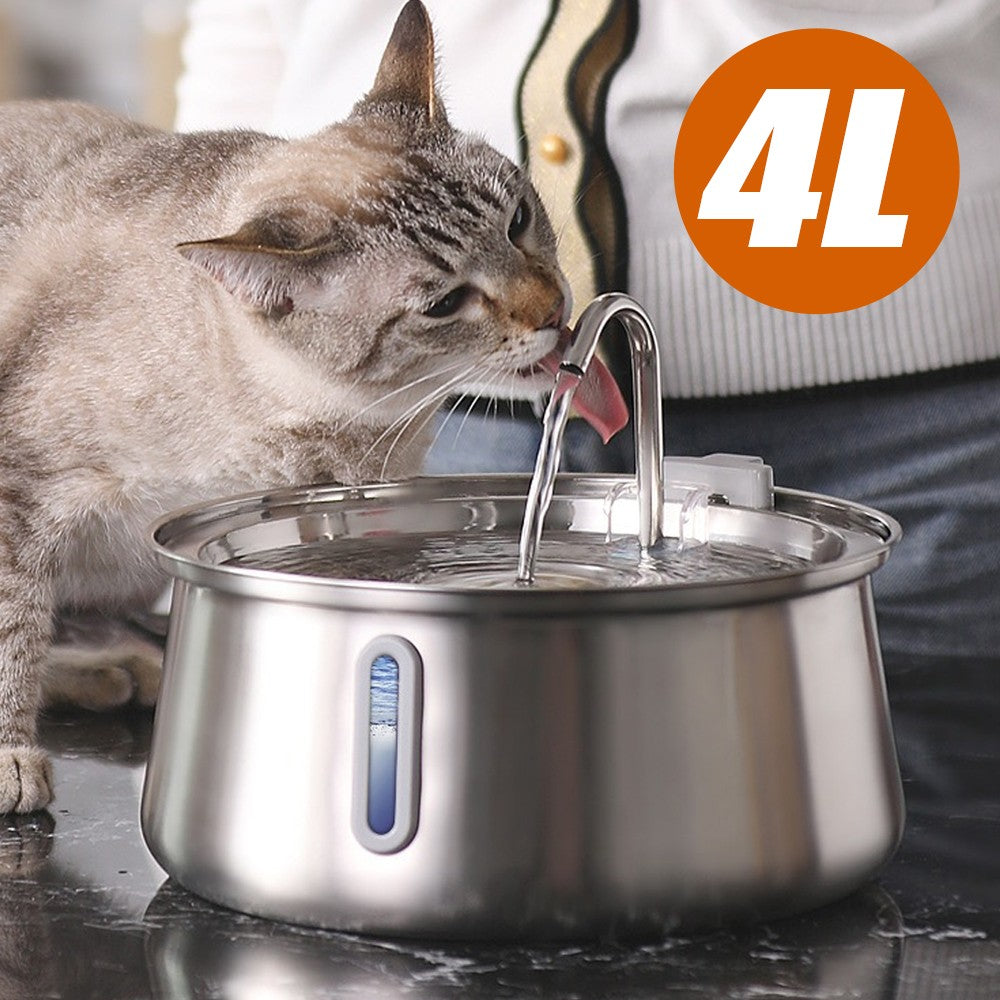 4L Cat Water Fountain For Pet Dog LED Drinking Water Bowl Automatic Dispenser