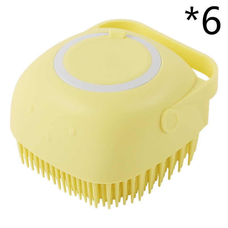 Premium Silicone Dog Bath Brush with Shampoo Dispenser – Round, Square & Heart Shape Pet Grooming Massage Tool