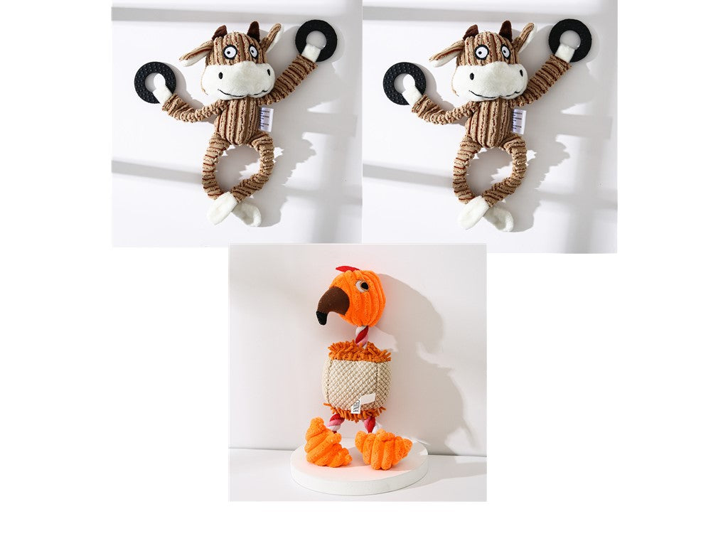 Donkey Plush Dog Toy with Squeaker – Durable Corduroy Chew Toy for Puppies & Dogs (Soft & Interactive)