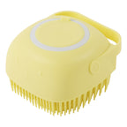 Premium Silicone Dog Bath Brush with Shampoo Dispenser – Round, Square & Heart Shape Pet Grooming Massage Tool