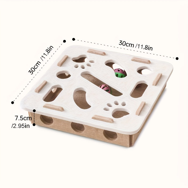 Interactive Cat Puzzle Maze | Felt Hunting Box with Bell Balls
