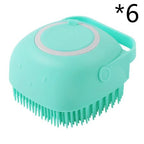 Premium Silicone Dog Bath Brush with Shampoo Dispenser – Round, Square & Heart Shape Pet Grooming Massage Tool