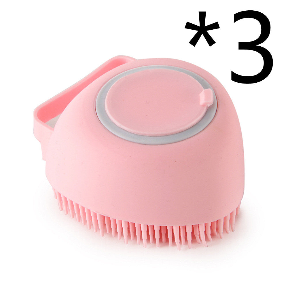 Premium Silicone Dog Bath Brush with Shampoo Dispenser – Round, Square & Heart Shape Pet Grooming Massage Tool