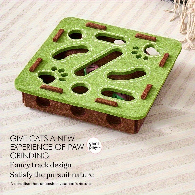 Interactive Cat Puzzle Maze | Felt Hunting Box with Bell Balls