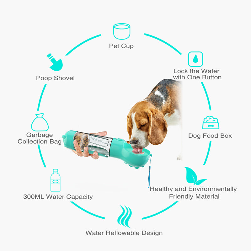 3-in-1 Portable Pet Water Bottle (300ml Set)