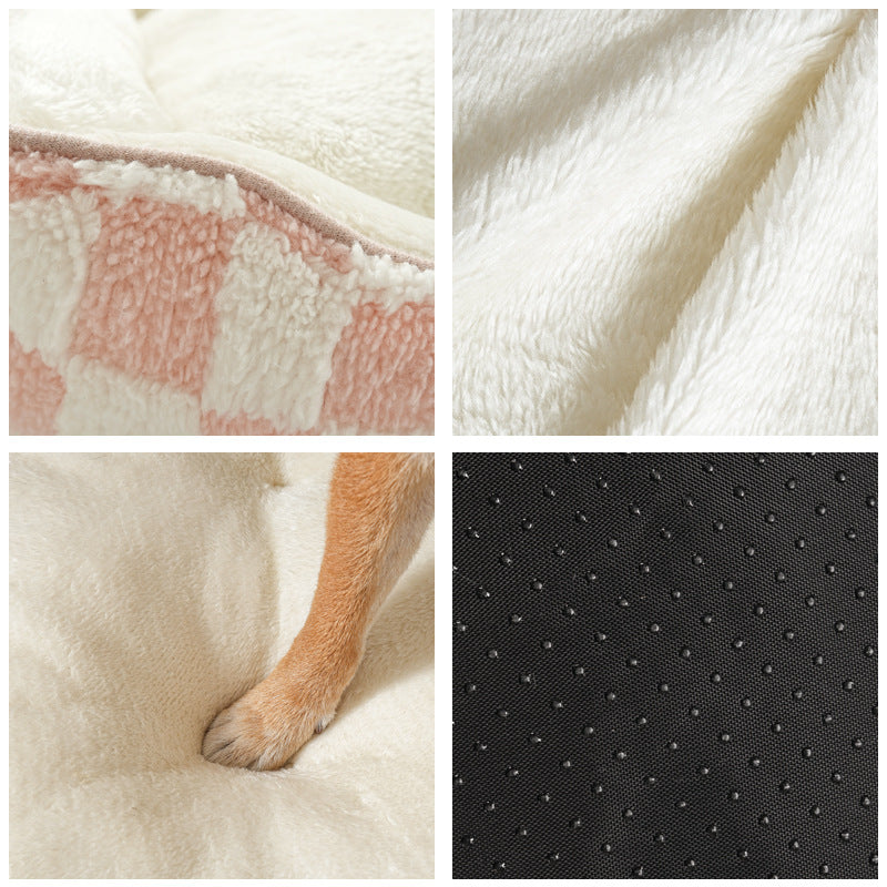 Thickened Warm Plaid PP Cotton Dog Bed