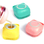 Premium Silicone Dog Bath Brush with Shampoo Dispenser – Round, Square & Heart Shape Pet Grooming Massage Tool