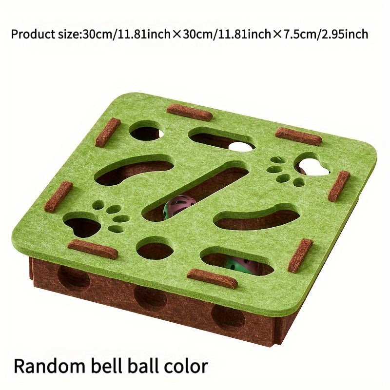 Interactive Cat Puzzle Maze | Felt Hunting Box with Bell Balls