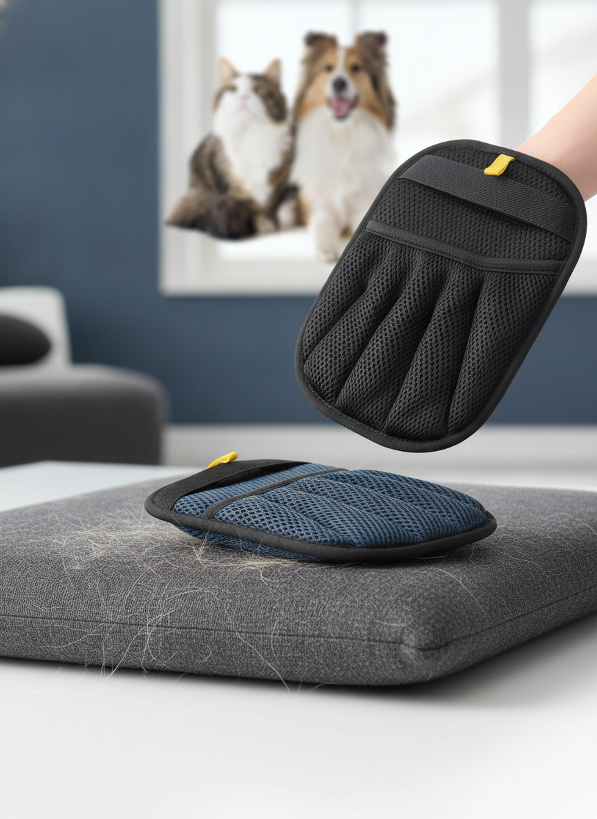 Upgraded Pet Hair Removal Gloves With Snug Elastic Wrist - Electrostatic Five-Finger Reusable Fur Remover For Cats & Dogs, Effortless Cleaning Tool For Couch, Carpet, Clothing & Car Seats - wave-product-features