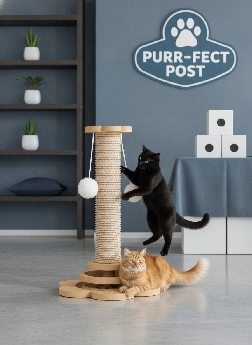 LARGE TALL CAT SCRATCHING POST STRONG NATURAL SISAL POLE HEAVY DUTY BASE 46CM - wave-product-features